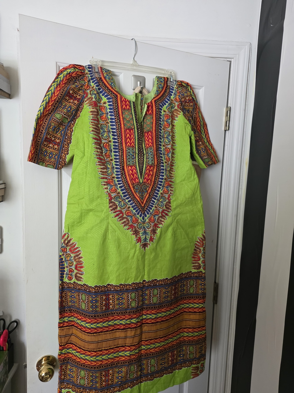 Vibrant Lime Green Embroidered Dashiki Dress